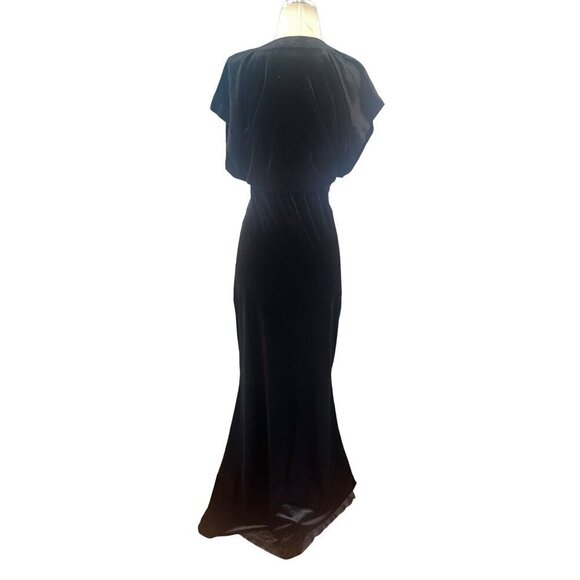 Norma Kamali V Neck Rectangle Velvet Gown in Black Small New Womens Long Dress - Picture 6 of 16